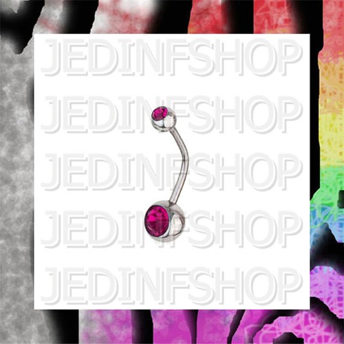 Navel Belly Bar | 1.6mm (14g) - 6mm-20mm | Double Gem 18 Colour | Standard Balls - Picture 127 of 145