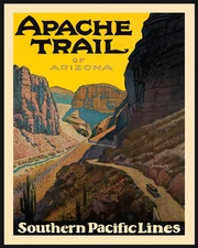 SEE Arizona Apache Trail American West US Travel Vintage Poster Repro FREE S/H
