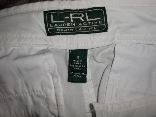 ~Women's~RALPH LAUREN~White~100%Cotton~Rushed Sides~Pockets~Pants Size 8~ CUTE~ - Picture 9 of 9