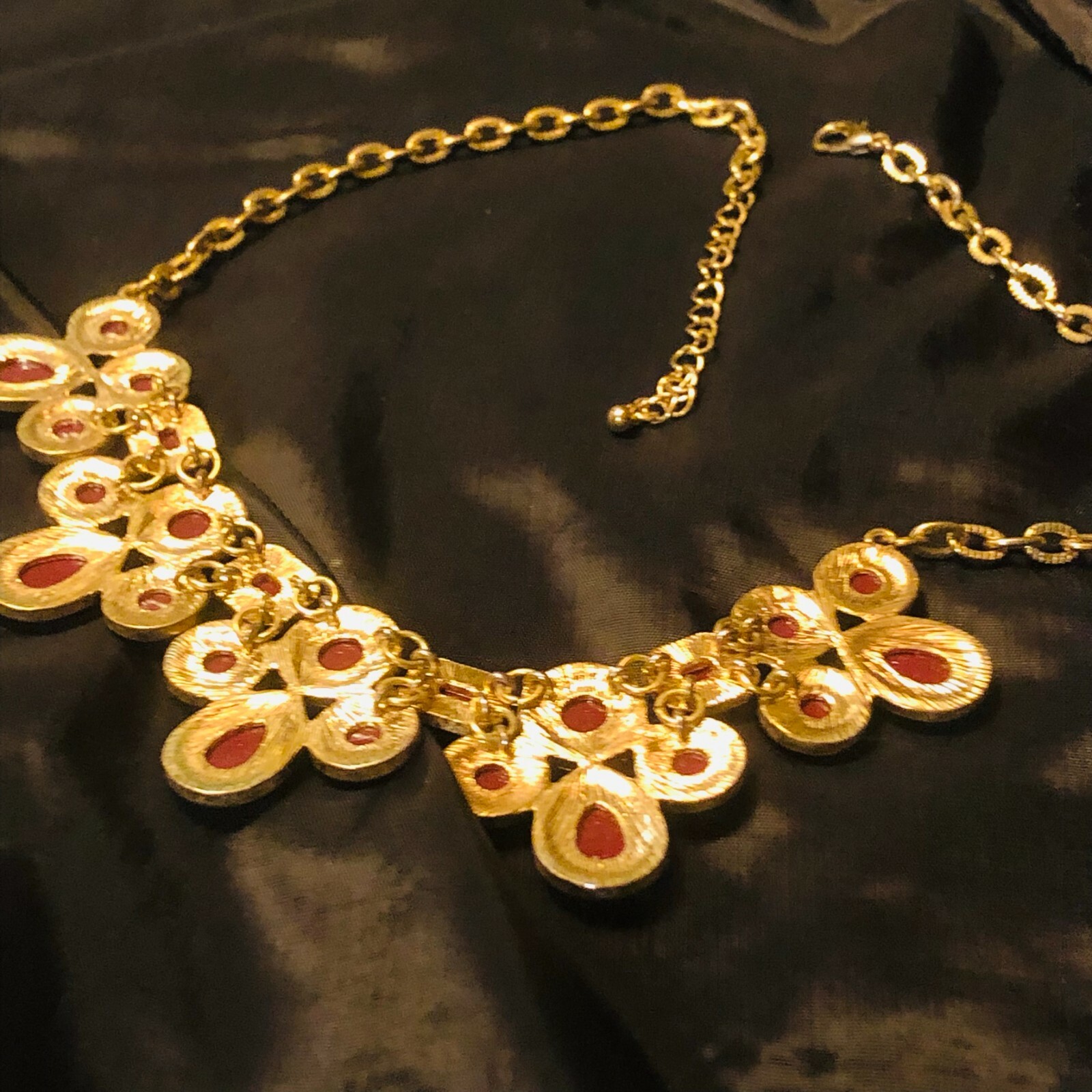 Statement Necklace - Ruby Red Pear, Round & Cushi… - image 8