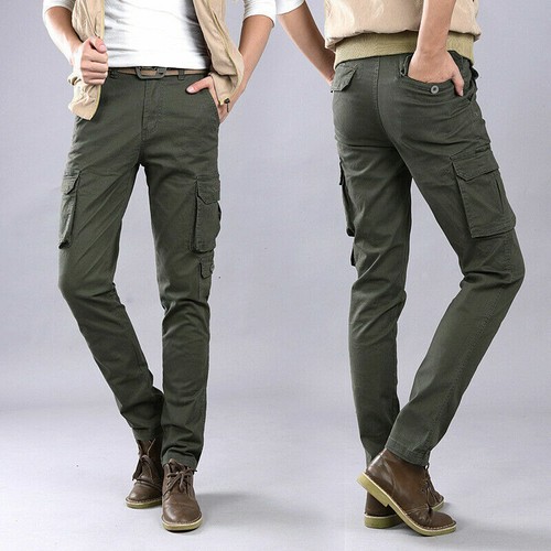 Men Fashion Slim Fit Military Pocket Pants Outdoor Cargo Trousers Workwear Pants - Picture 7 of 15