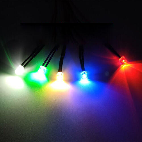5mm Pre-Wired Flat Top Wide Angle LEDs 3V 6V 9V 12V~220V White/Red/Green/Yellow - Picture 3 of 5