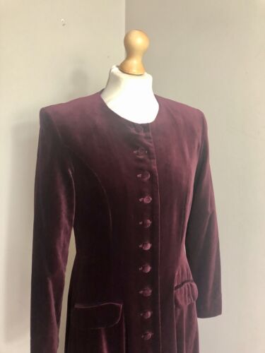 Monsoon Vintage Cotton Velvet maxi Long fit and flare coat Size M 10-12 - Picture 4 of 20