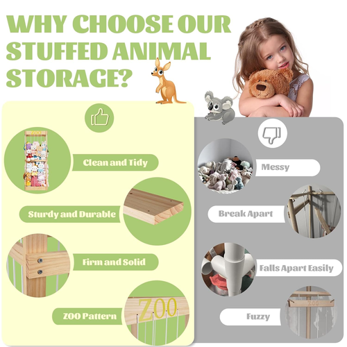 Stuffed Animal Zoo Stuffed Animal Storage Wood Plushie Storage Stuffed Animals Z - Picture 4 of 12
