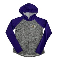 NFL Team Apparel Baltimore Ravens Full Zip Hooded Sweatshirt Jacket Thumb Hole M