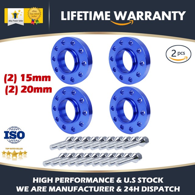 5x120 Staggered Wheel Spacers Kit (2) 15mm& (2) 20mm With Extended Bolts For BMW 5x120 Staggered Wheel Spacers Kit (2) 15mm& (2) 20mm With Extended Bolts For BMW