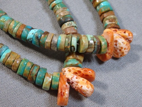 NAVAJO Natural ROYSTON TURQUOISE Sterling Silver 22-28" Necklace +4" JACLA 😍 - Picture 6 of 14