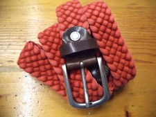 Vintage 35mm Cotton Braided Red Belt - 100 Made in Italy