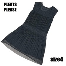 Pleats Please Issey Miyake Black Sleeveless Dress tulle skirt Size 4