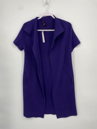 Adrienne VITTADINI Sweater M Purple Long Open Coat New $298 Cardigan