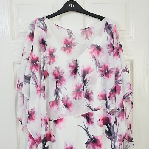 Jacques Vert Kleid Gr. 14 Rosa Elfenbein Blumen Brautmutter Hochzeit Kreuzfahrt - Bild 3 von 7