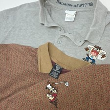 Lot of 2 Taz Polo Shirts Men  s L Warner Bros Studio Store Vintage Golf  Cartoon