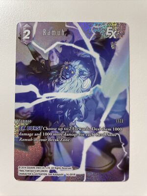 FFTCG ラムウ フルアートプレミアムカード 14-091R Ramuh EX 14-091R Full Art Foil Final Fantasy TCG Opus XIV Crystal