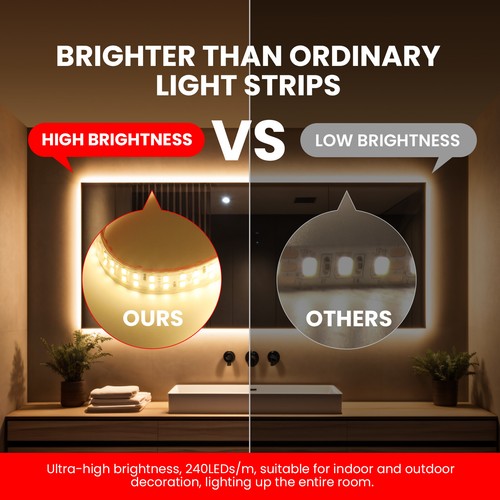 Striscia LED COB 220V Adesiva IP67 Impermeabile 2835 240led/m da Interno Esterno - Foto 10 di 15