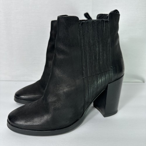All Saints Boots Women’s 39 / US9 Black Leather Heeled Ankle Bootie Pull on Heel - Picture 2 of 9