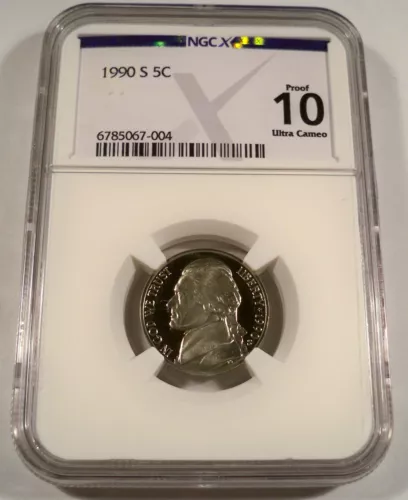 1990-S 5c NGC PF10UCAM JEFFERSON NICKEL PROOF ULTRA CAMEO PR 70 DC