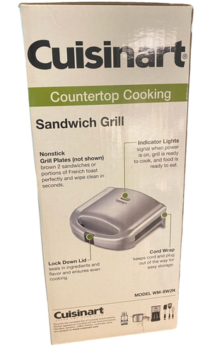 New Cuisinart Non Stick Indoor Sandwich Maker Panini Grill Cheese 2013 - Picture 2 of 2