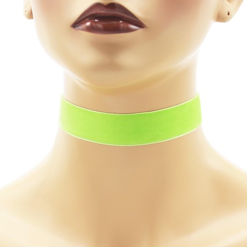 Green Velvet Choker 7/8 inch (22 - 23 mm) wide custom adjustable ribbon necklace - Picture 8 of 12