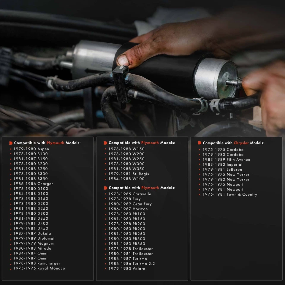 Filtro de combustible para Chrysler New Yorker Town & Country Dodge Charger Plymouth 4BBL Foto 2 de 4