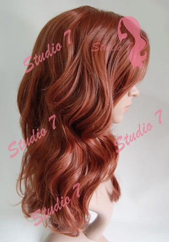 W29 Light Auburn Ginger Wavy Ladies Wig Synthetic Skin Top Natural Look - studio - Picture 3 of 7