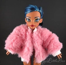 Cotton Candy Pink Fluffy Winter Coat Jacket Fits G3 Monster High dolls