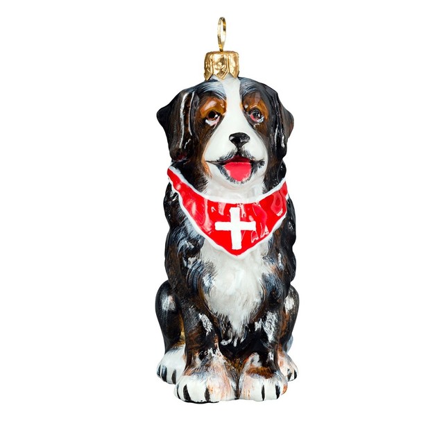 bernese mountain dog with swiss cross bandana polish glass christmas bernese mountain dog christmas