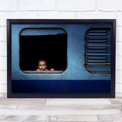 Baby Trip Straße Eisenbahn Zug blau Junge Wandkunstdruck