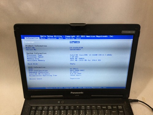 PANASONIC TOUGHBOOK CF-53 - BOOTS TO BIOS - INTEL I5 3320M - 4GB RAM - READ - BB - Picture 3 of 7