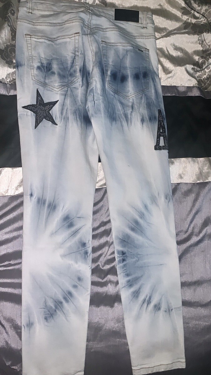 パンツ AMIRI BLUE BANDANA STAR JEANS 28 Amiri Blue Bandana Star Jeans Light Indigo Pre-Owned