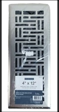 Maze Floor Register 4-Inch x 12-Inch Nickel Designer’s Image Geometric Style