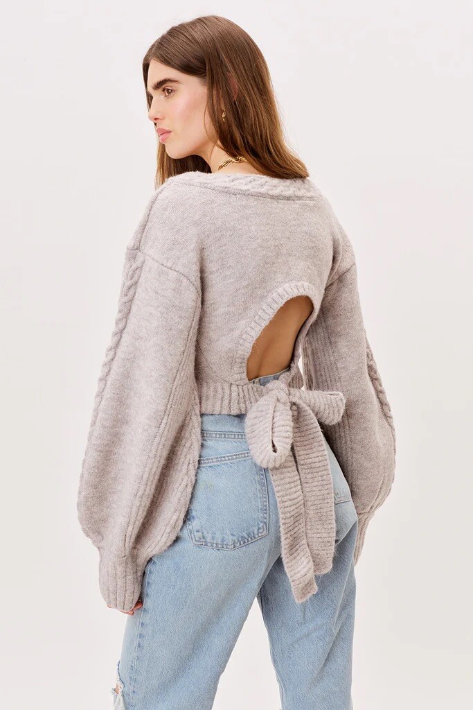FOR LOVE AND LEMONS AMELIA GREY CROP SWEATER SIZE XS NWOT | eBay
