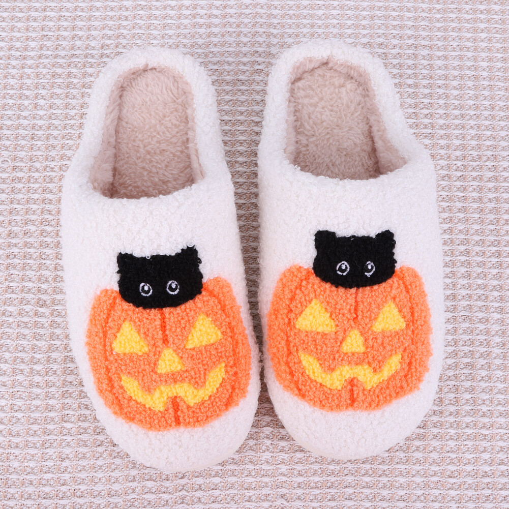 APL Halloween Zucca Gatto Pantofole Peluche Punta Chiusa Pantofole per de