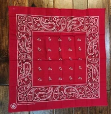 Bandana Crafted With Pride in America red 100% Cotton Made USA RN 13962 hanky