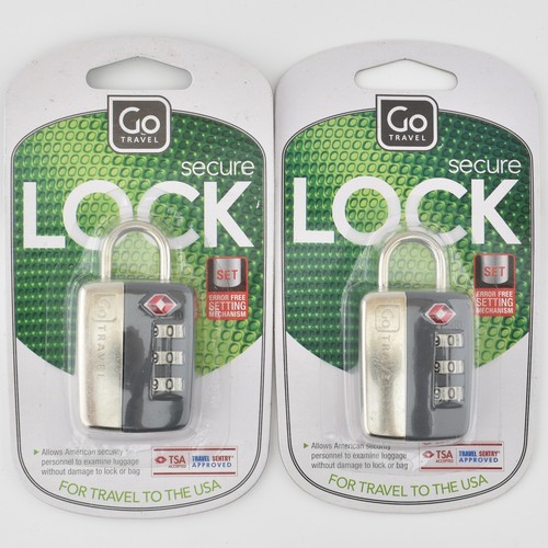 2x GO TRAVEL SECURE LOCK Kombination Koffer Vorhängeschloss TSA Sentry akzeptiert USA G
