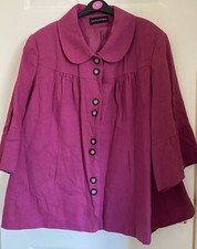 Wardrobe Size 28 Smart Office Day Coat Deep Pink Button Fastening Pockets Vgc