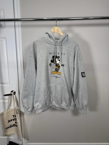 Mickey Mouse Hoodie Grey Size L Long Sleeve Pullover Sweater Walt Disney 90’s