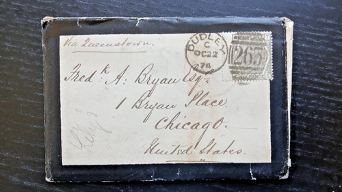 SG 147 6d Grey - Plate 13 on Mourning cover - 1874 - with contents - nice!