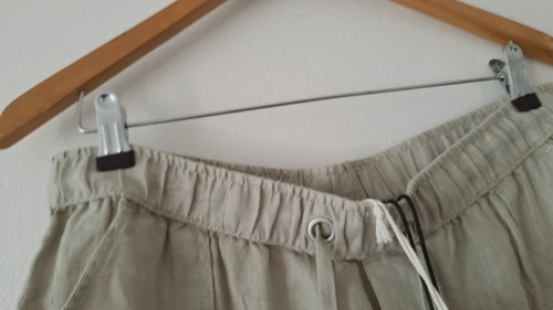 Nicole Miller Women’s XL 100% Linen Cargo Pants Green Utility Joggers New York - Picture 10 of 24