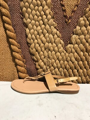 Coach T-Strap Brown Metallic Patent Leather Sandals US Women Size 8.5B