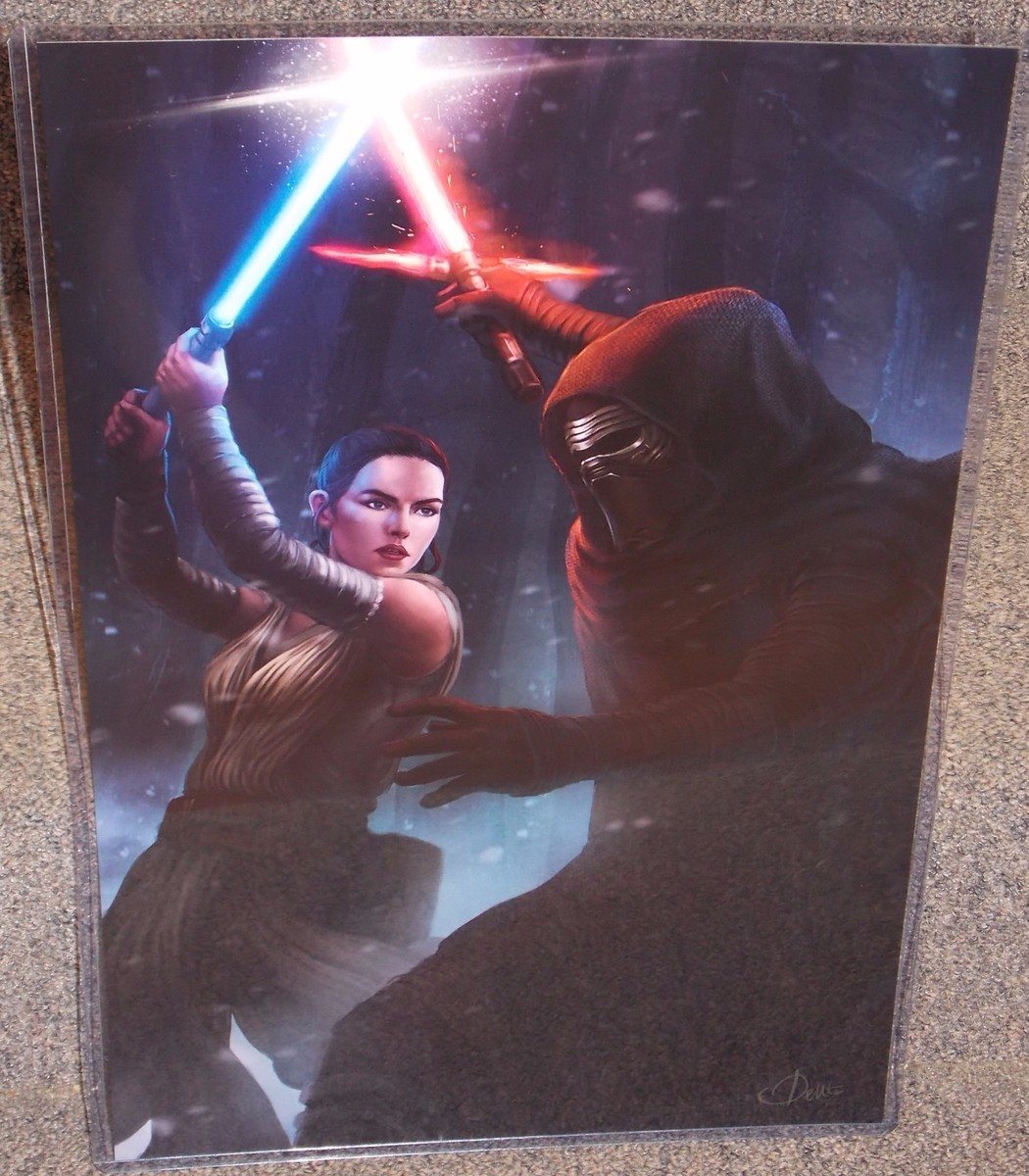 Star Wars Rey vs Kylo Ren Glossy Art Print 11 x 17 In Hard