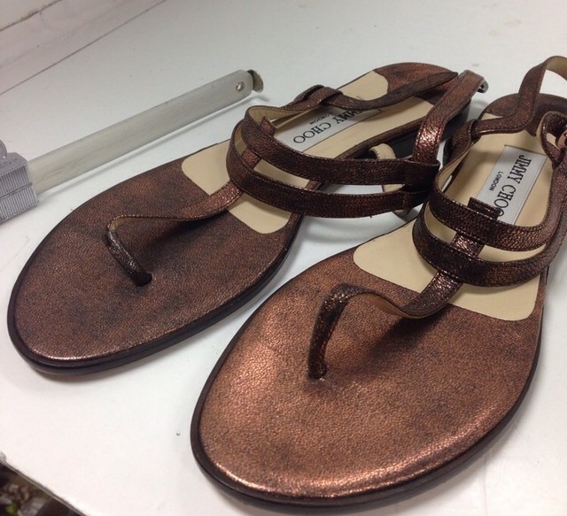 copper strappy sandals