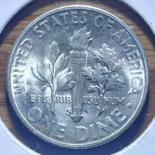 1955-S 10C Roosevelt Dime Silver Choice BU - Picture 2 of 3