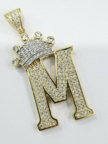 14k Large Yellow Gold Crown Initial 