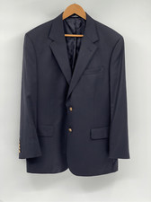 Jos A Bank Sport Coat Blazer Suit Jacket Men Size 44R Navy Blue Gold Buttons