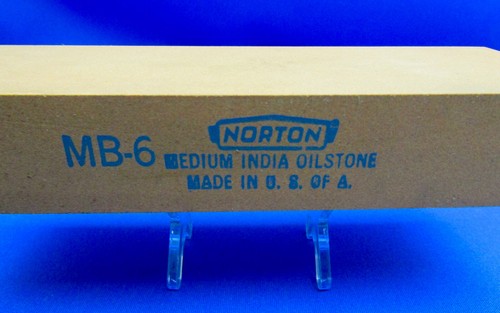 NORTON VTG MB6 INDIA Sharpening Stone 6X2X1 1950's Made In USA UNUSED COND.#11 - Foto 7 di 12