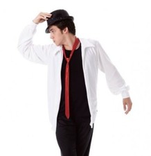He Said Men's Child Large Dance Costume Long Sleeve White Shirt  Red Tie New