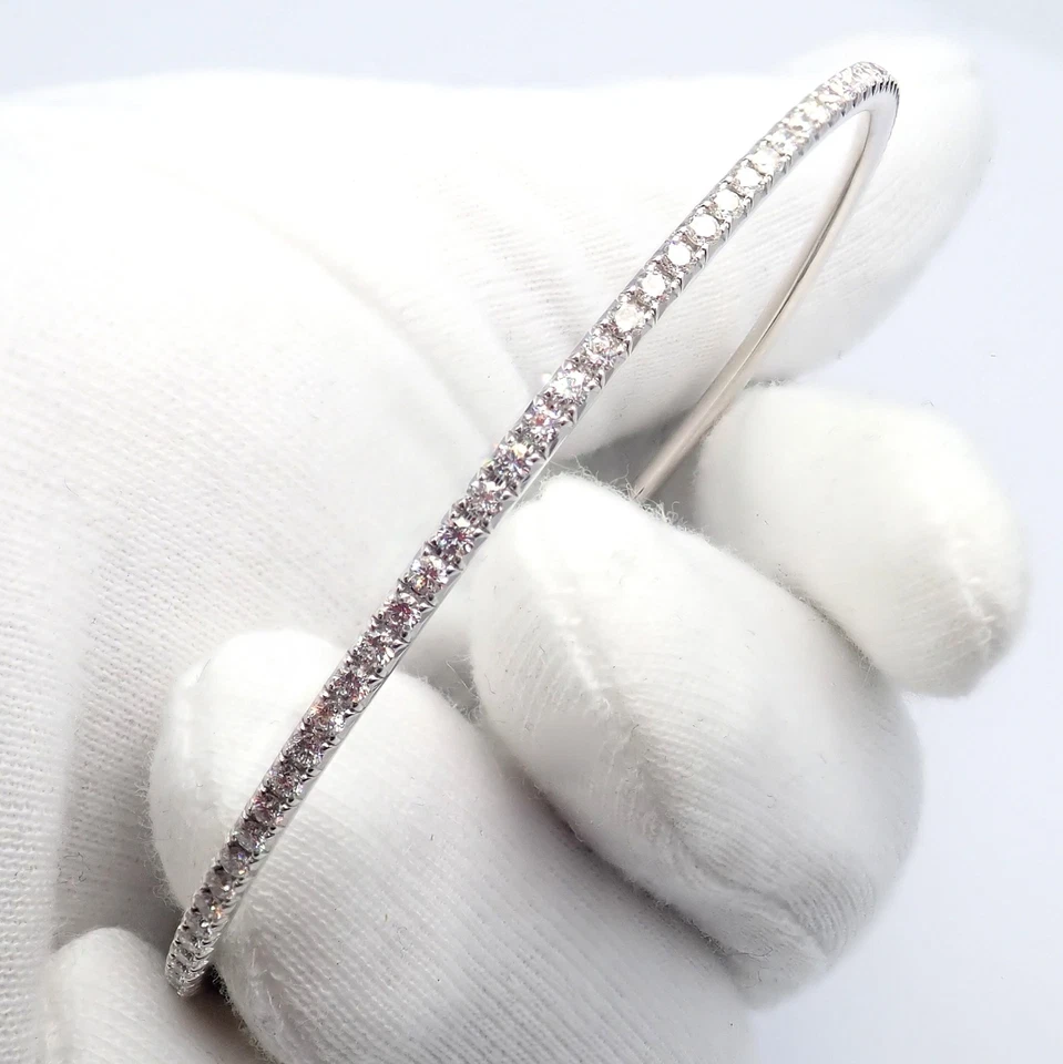 ¡Auténtico! Brazalete Tiffany & Co Metro Oro Blanco 18k Diamante Completo Foto 3 de 4