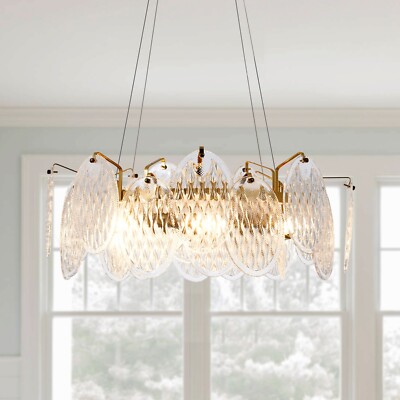 Luxury 24'' Crystal Chandelier Glass Pendant Light Modern Ceiling Lamp Fixtures