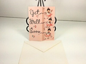 Vintage-Mid-Century-1950-039-s-Greeting-Card-Little-Girl-034-Get-Well-034-w-Envelope