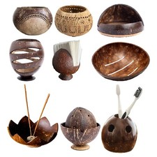 Handmade Natural Coconut Shell Holder Candle, Pen, Mobile, Tissue, Soap, Incense